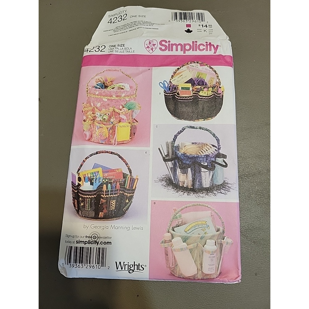 Bucket organizers covers craft pattern 4232 UNCUT‎ Easter Teacher baby basket
